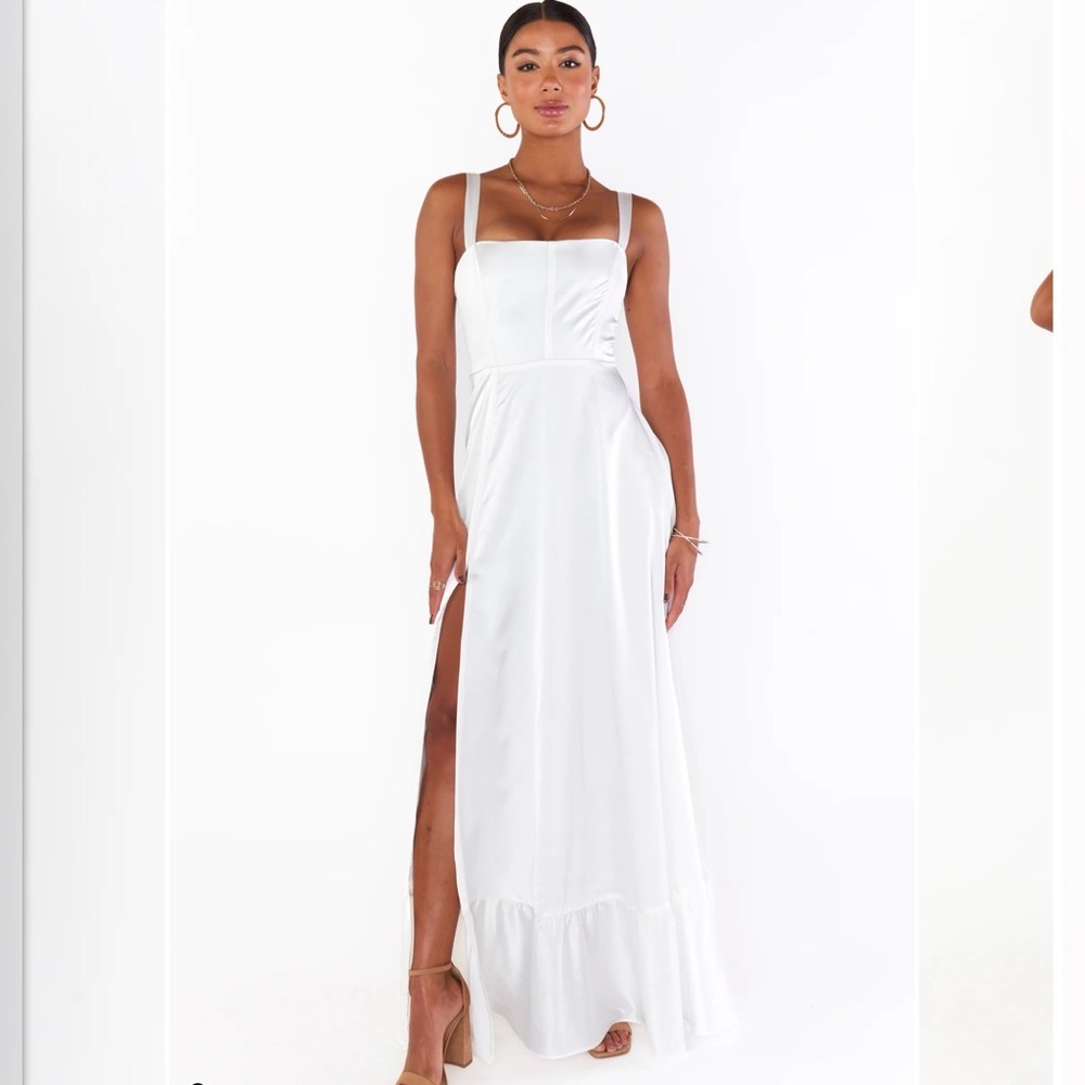 Show Me Your Mumu Clarissa Corset Dress Women Medium White Self Lined Luxe Satin - Picture 2 of 15